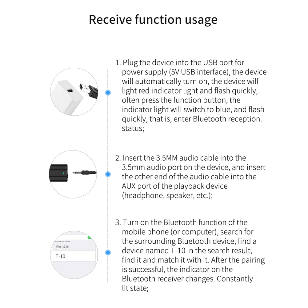 BT 5,0 A2DP Bluetooth передатчик приемник 2 в 1 3,5 мм Aux HIFI стерео аудио USB беспроводной мини-адаптер для динамиков автомобиля ПК ТВ