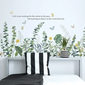 

55*110cm Nordic ins Grass Wall Sticker for Living room Bedrooom Baseboard Wall Decor Self-adhesive Vinyl Wall Sticker Home Decor