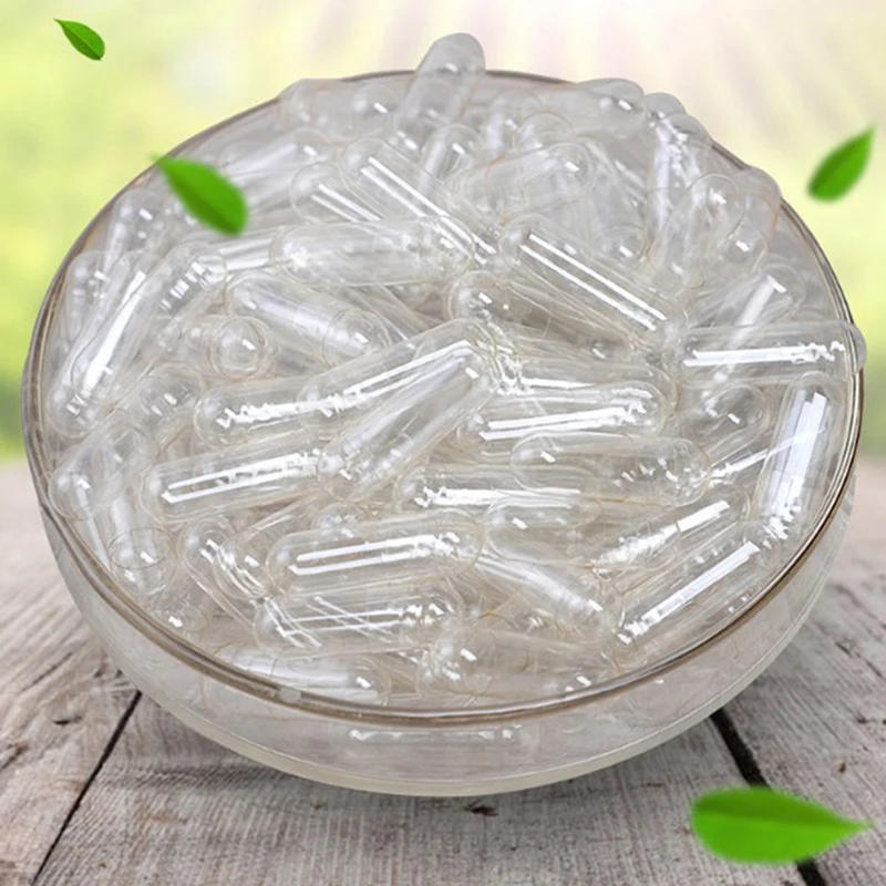 1000Pcs Clear Capsules Separated Box Transparent Empty Gelatin Capsules Pill Vcaps Clear Halal Separated Box