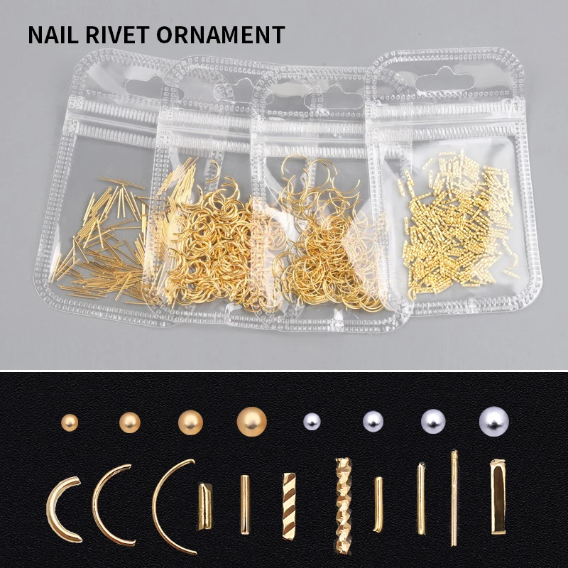 

3D Nail Art Decoration Metal Rivets Gold Silver Nails Studs Flat Bottom Beads Multi Size DIY Design Nail Decor Tools
