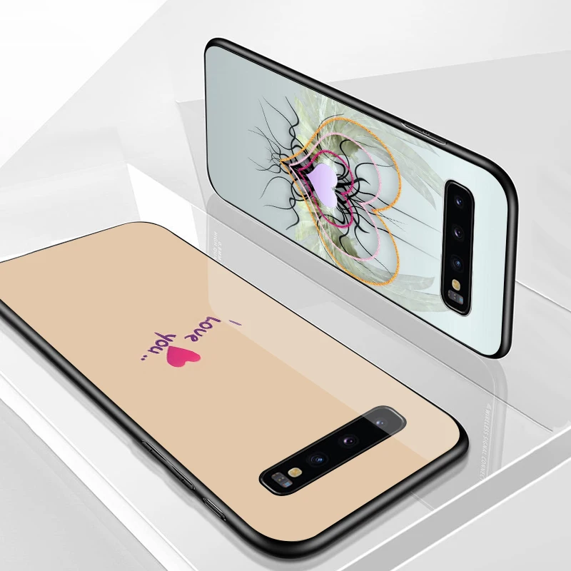 Розовый любовь персик стекло чехол для телефона для galaxy Note 8, 9, 10, плюс S8 S9 S10E чехол для телефона для sumsung A10 20 30 40 50 60 70 чехол Young "сделай сам"