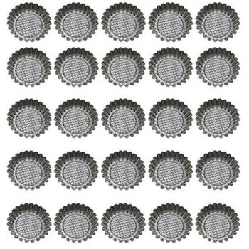 

25Pcs Stainless Steel Egg Tart Mold Round Shape Fluted Design Cupcake Baking Molds Reusable Metal Muffin Baking Cups