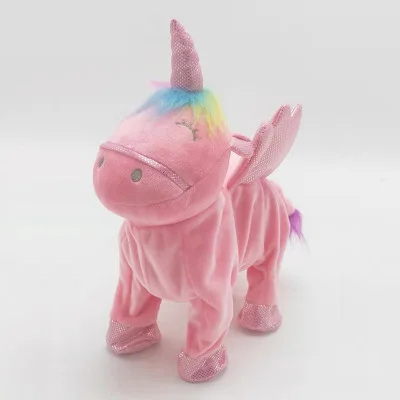 Волшебный Электрический прогулочный единорог, плюшевая игрушка, плюшевая игрушка в виде животного, Электронная музыкальная игрушка в виде единорога для детей, рождественские подарки - Цвет: Pink Unicorn 2