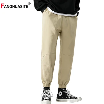 

2020 Spring Men's Fashion Cargo Pants New High-Quality Solid Color Ankle-Length Pants Loose And Comfortable Straight Pants DS745