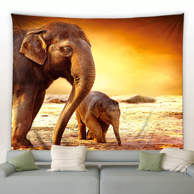 Tenture murale imprimée d'éléphant indien, tapisserie décorative de style  Boho pour chambre à coucher - AliExpress