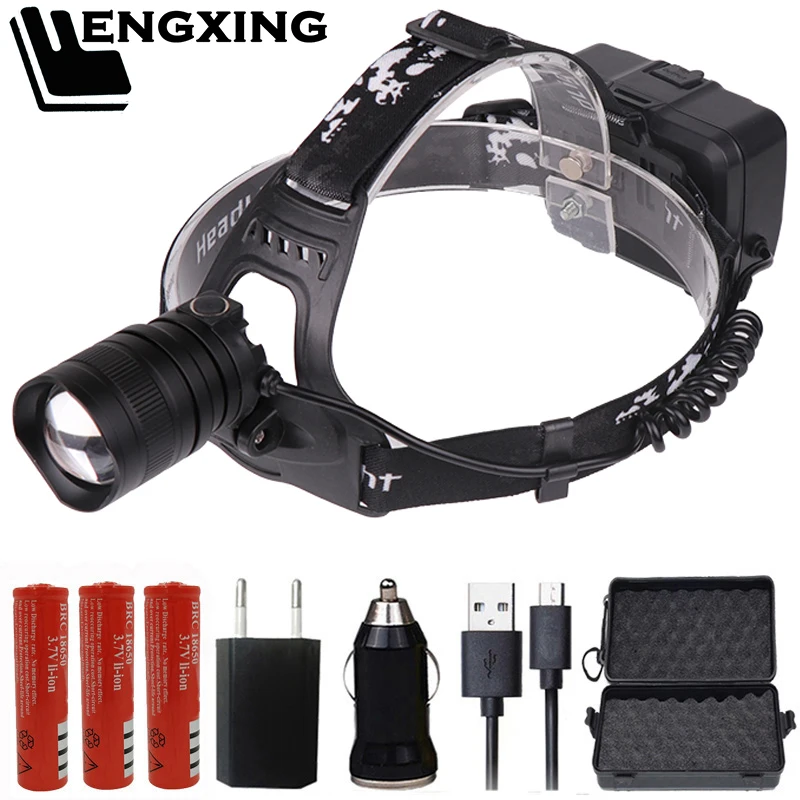 Светодиодный налобный фонарь CREE XLamp XHP70 мощный зум объектив перезаряжаемый