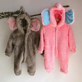 

Baby Jumpsuit Winter Boy Girl Clothes Long Sleeve Hooded Fleece Onesie Newborn Costume 2020 Infant Cartoon Outerwear Coat