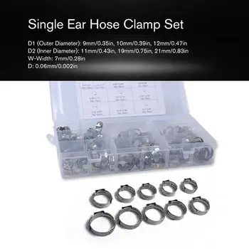 

New 100pcs 304 Stainless Steel Single Ear Hose Clamp Hose Clamp Assortment Kit Ear Stepless Cinch Rings Crimp Pinch