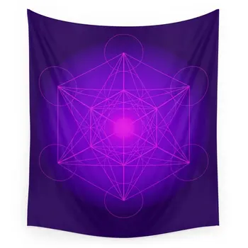 

Metatron Cube Secret Geometry Platonic Matrix Protects Tapestry Wall Hanging Throw Blanket Picnic Yoga Mat Tapestries Home Decor