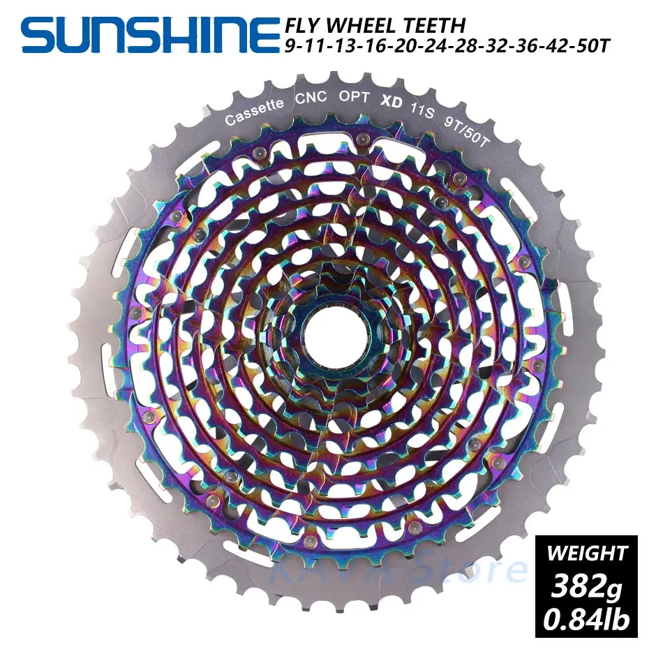 11S 9-50T Rainbow SUNSHINE MTB горный велосипед Freewheel 11S 12 Скоростей 9-50T XD Ультралегкая кассета 375 г ULT маховик Радуга для SRAM XD k7 - Цвет: 11S 9-50T Rainbow