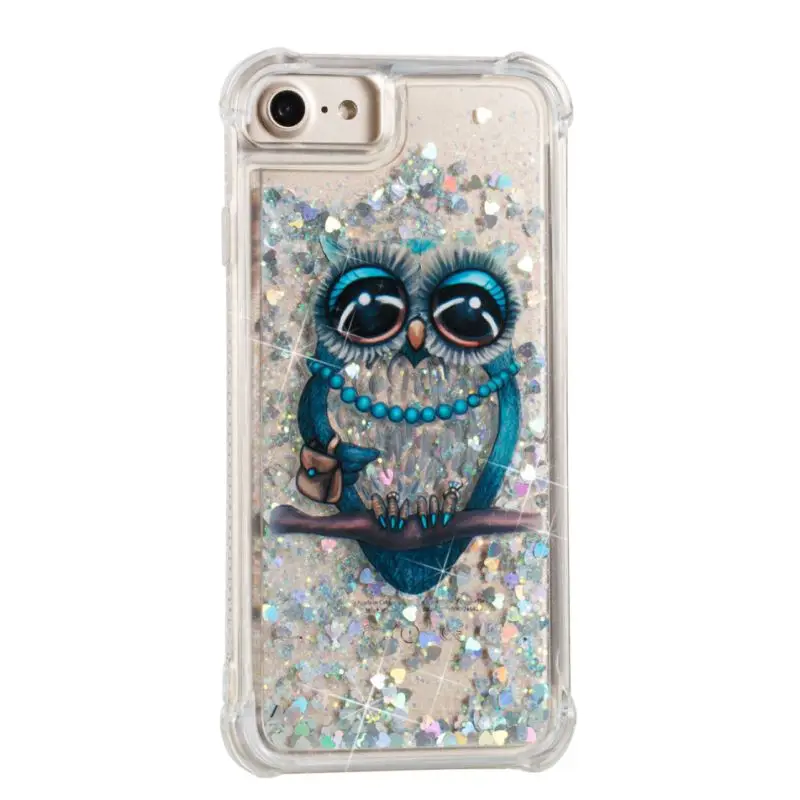 Anti Gray Owl Чехол для телефона Quicksand для iPhone 11 Pro XS Max X XR 8 7 6S 6 Plus 5 5S, мягкий блестящий чехол-накладка P03G - Цвет: Anti Gray Owl