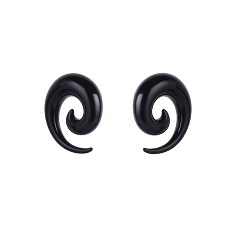 Имитация пирсинга серьги пробки и тоннели 2 шт./лот акрил черный спиральный расширитель для уха растягивание супы Украшения для тела - Окраска металла: Snail auricle