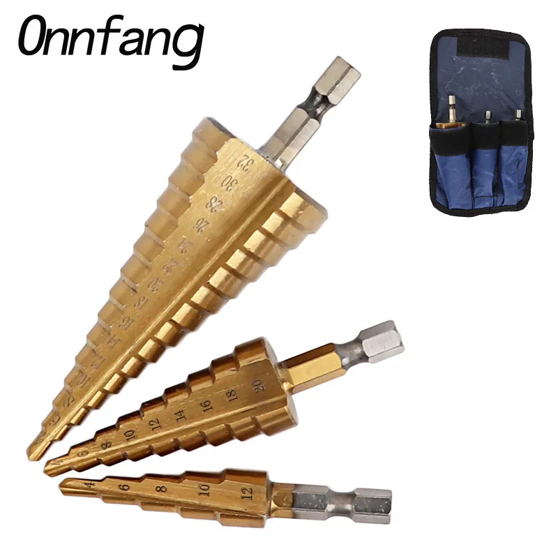 Набор ступенчатых конусных Сверл из быстрорежущей стали 1/4 дюйма 4 12/20/32 мм