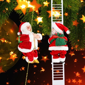 

Christmas Gift Box Santa Claus Climbing Stairs Electric Music Toys Santa Claus Doll Xmas Tree Decoration Noel New Year Kid Gifts