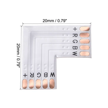 

uxcell LED Strip Connector 10mm 5P L Shape PCB Board Splitter Corner Connector for 5050 3528 RGB LED Tape Light 15Pcs