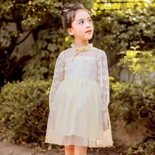 Детские платья с длинными рукавами; весенне-осеннее кружевное платье для девочек; зимние платья принцессы для маленьких девочек; одежда для детей 10, 12, 14 лет