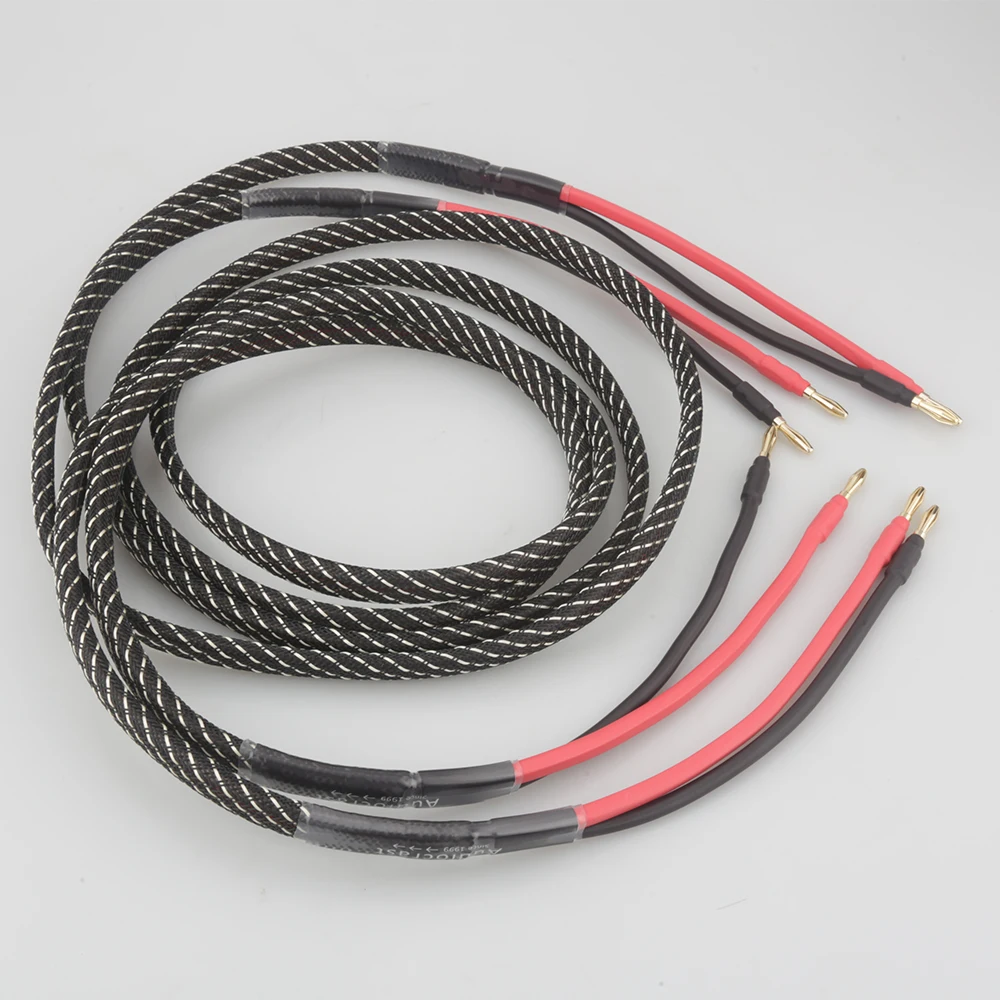 순수 구리 라우드 스피커 케이블, HIFI 바나나 플러그, 센터 오디오 스피커 케이블, 고품질 한 쌍