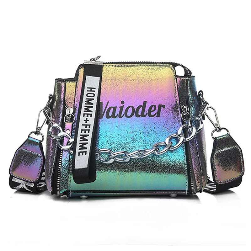

Laser Women Letter Shoulder Bag INS Popular Female Handbag Holiday PU Messenger Bags For Lady Design Exquisite Crossbody Bucket