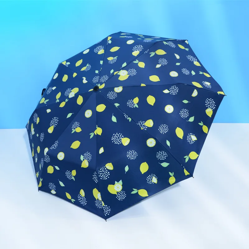 lemon navy Креативный мультяшный Детский милый солнечный и дождливый зонтик черный клей солнцезащитный 3 складной детский зонтик - Цвет: lemon navy