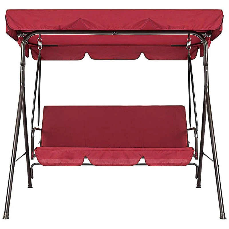 Terrace Swing Chair 2 Pieces / Set Universal Garden Chair Dustproof 3-Seater Outdoor (Red Cover/Not include chair)