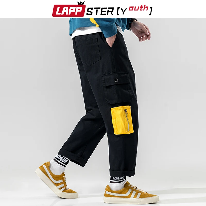 

LAPPSTER Patchwork Streetwear Cargo Pants 2019 Overalls Mens Hip Hop Sweatpants Harajuku Vintage Joggers Harem Pants Plus Size
