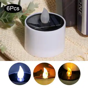

6Pcs Candle Light LED Decorative Solar Waterproof Electronic Light for Household Lighting