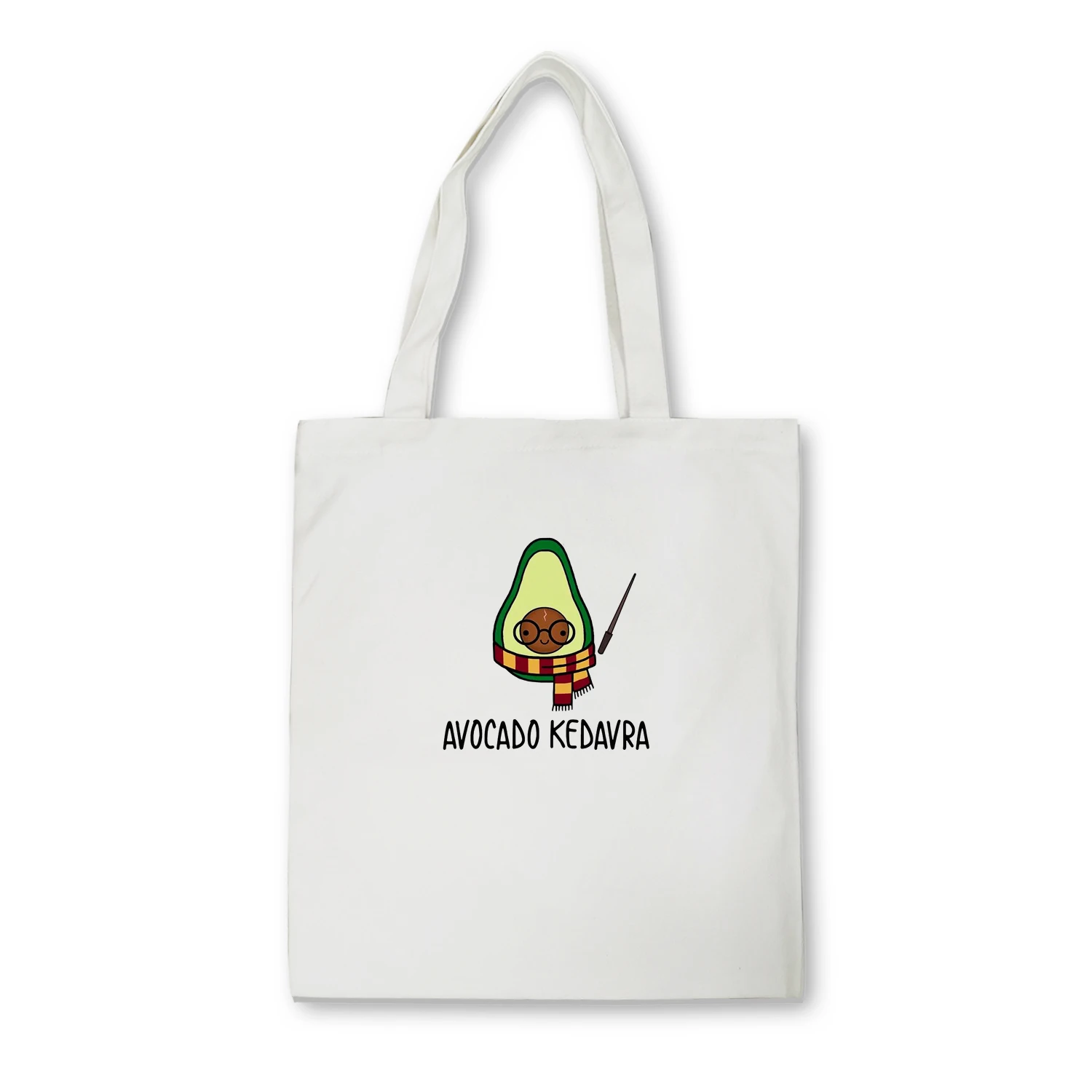 Cute Cartoon Avocado Print Reusable Shopping Bag Women Canvas Tote Bags Eco Bag Cartoon Bolsa De Compras Shopper Shoulder Bags - Цвет: E75WHITE
