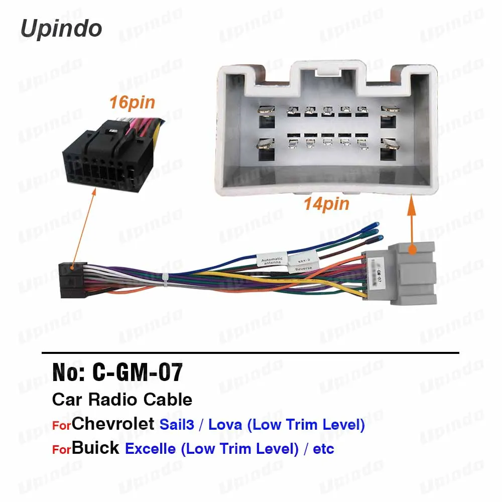 Car Audio Cable Adapter for Buick Excelle Chevrolet Sail 3 Wiring Harness Android Media Player 16-pin Power Connector Socket | Автомобили