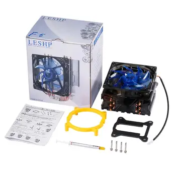 

LESHP CPU Cooler Ultra Quiet 20dB(A) with 120mm Fan Five Pure Copper Heat Pipes Four-wire for PC Computer Long Life