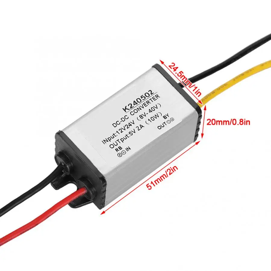 DC 12V/24V до 5V 2A понижающий преобразователь модуль питания повышающий