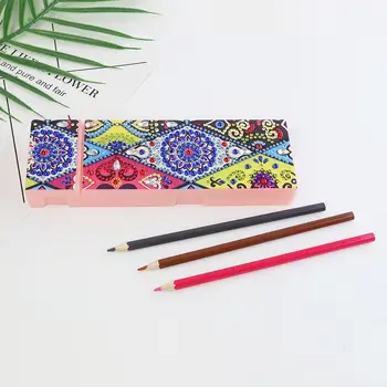 

Dust-proof DIY Mandala Special Shaped Pencil Case Diamond Painting Durable Breaking Resistance Stationery Storage Boxes