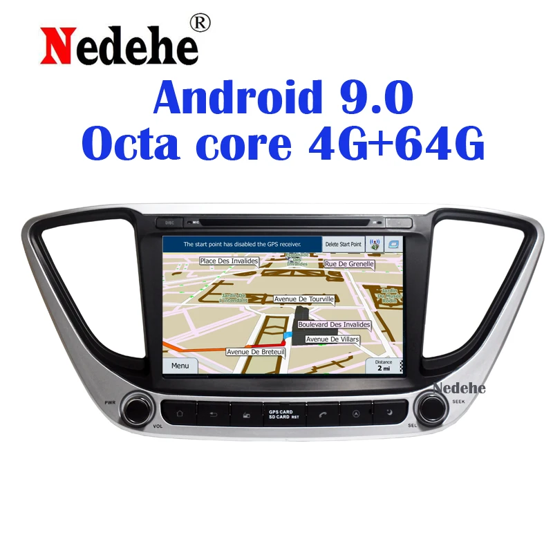 2 DIN Android 9,0, четыре ядра, 4 Гб ram, автомобильный dvd gps для hyundai Verna Solaris, автомагнитола, стерео Мультимедийный Плеер, блок, ips карта
