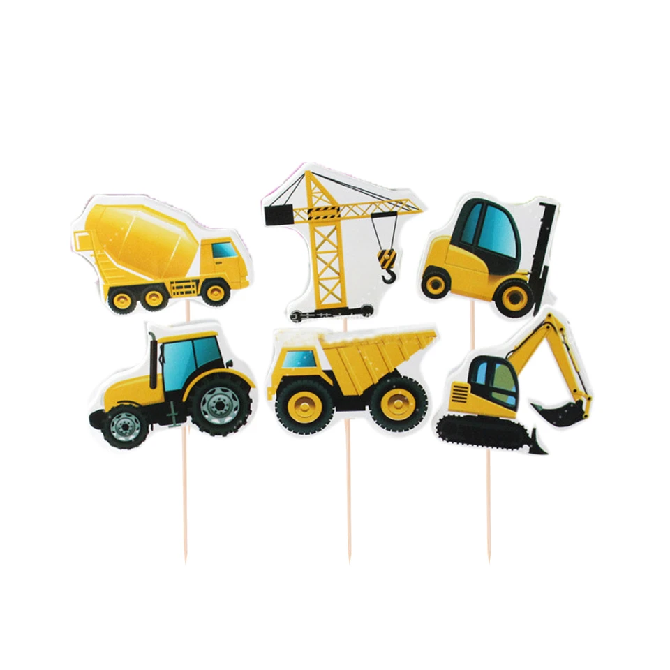 Download 1set Construction Cupcake Topper Table Decor Tractor Cake Topper Excavator Vehicle Baby Shower Kids Boys Birthday Party Supplies Party Diy Decorations Aliexpress
