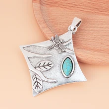 

5pcs/lot Tibetan Silver Large Dragonfly with Faux Turquoise Stone Charms Pendants for Necklace Jewelry Making Accessories