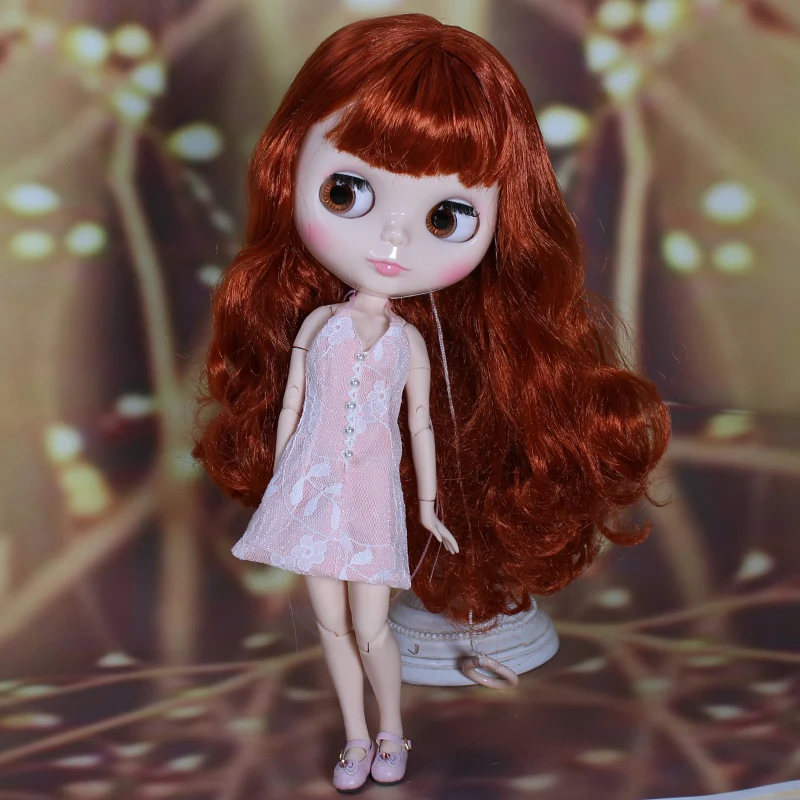 Blyth кукольная одежда, белое, розовое кружевное длинное платье, подходит для 1/6, обычная кукла, OB24, шарнирная кукла, ледяная, Azone, аксессуары для куклы