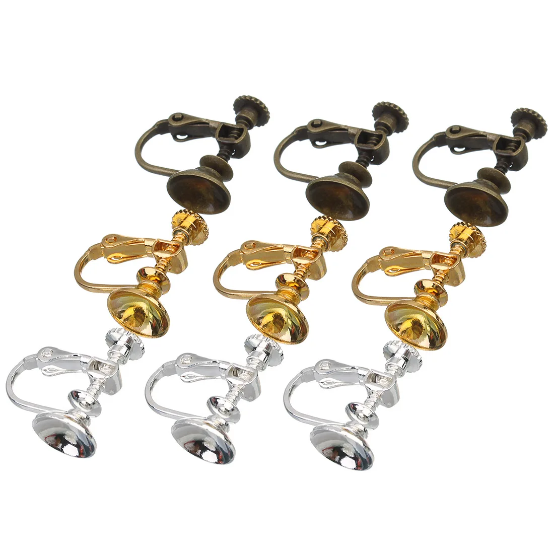 10pcs Gold Silver Color Ear Clip Earrings Setting Base 8mm Blank Glass Cabochons Components for Diy Jewelry Making Supplier | Украшения и