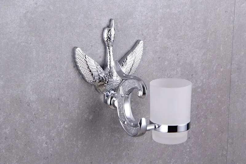 

Free shipping chrome finish Crystal swan cup tumbler holder New