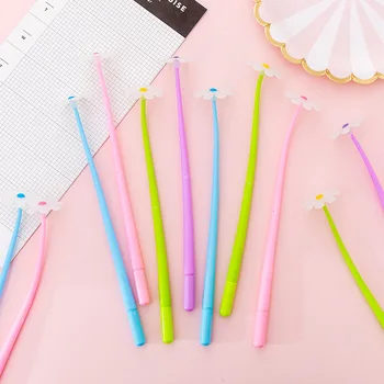 

1Pc South Korea Creative Soft Silicone Flower Gel Pen Students Cartoon Can Change Color Small Signature Pen Office Black Ink