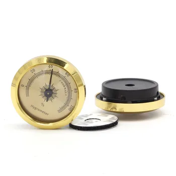 

GALINER Portable Cigar Humidor Hygrometer Round Gold Accurate Accessories Pocket Mini Cigars Humidity Tool Fit Cohiba Box