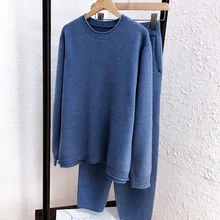 Women Knitted Tracksuits Autumn Winter Warm Solid Two Piece Sets Sweater and Carrot Jogging Pants Suits 2021 Sweater Set Outfits