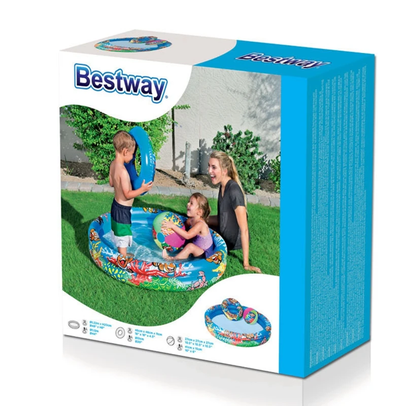 Диаметр 122 см 1-2 детский портативный садовый надувной игровой бассейн с плавающим кольцом и пляжным мячом семейный мяч бассейн