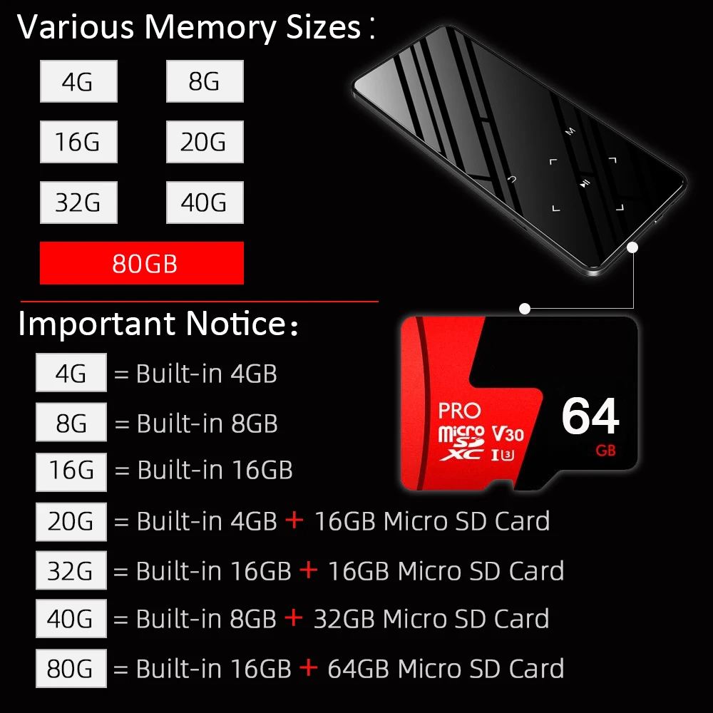 REDANT MP4 плеер с Bluetooth fm-радио встроенный динамик сенсорные клавиши 8 ГБ 16 ГБ 32 ГБ 40 ГБ MP 4 HiFi музыкальный плеер Walkman для детей