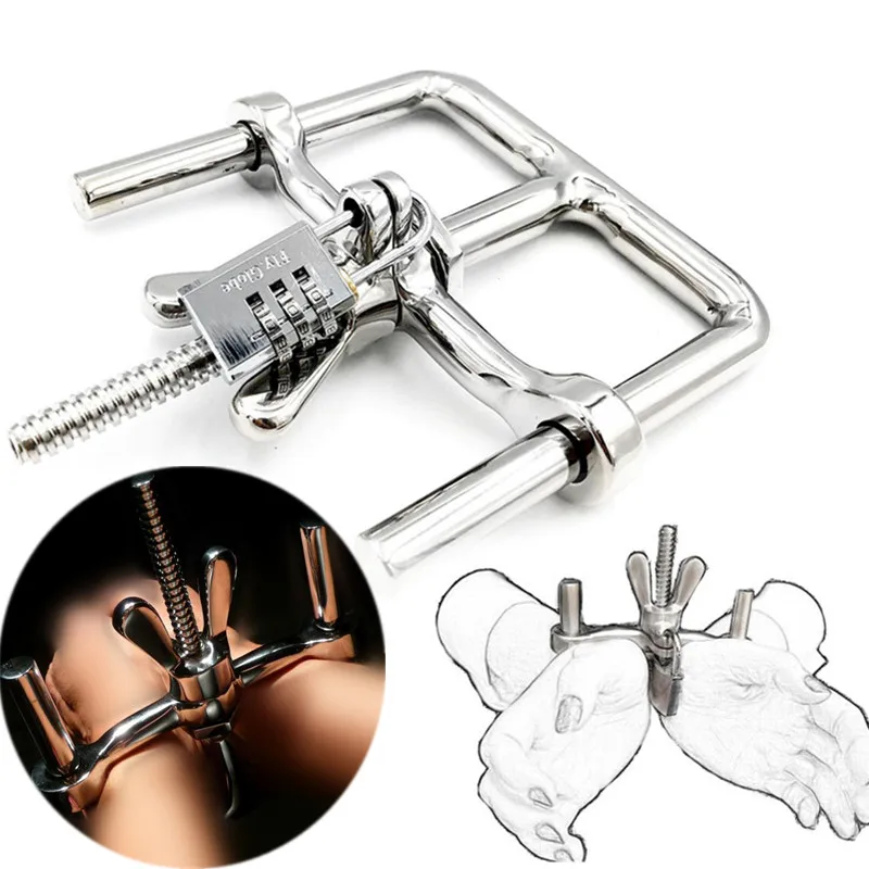  Stainless Steel Hand Cuffs with Code Lock Detachable Handcuff Wrist Restraints Metal Fetish Slave S