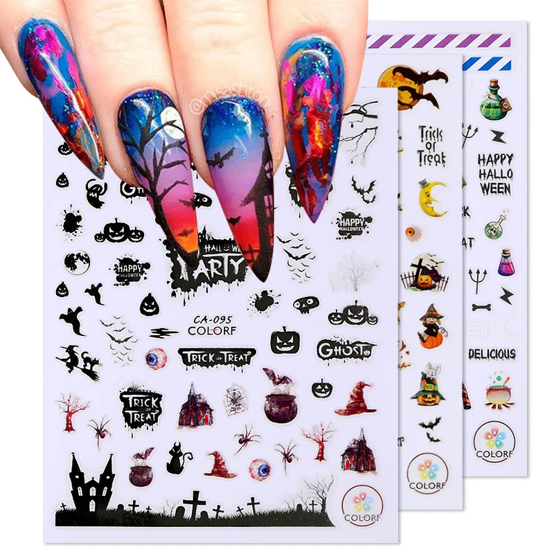 3D Christmas Halloween Nail Art Decoration Stickers Anime Skull Bone Snake Snowflake Winter Slider Foils Manicure Decor | Красота и