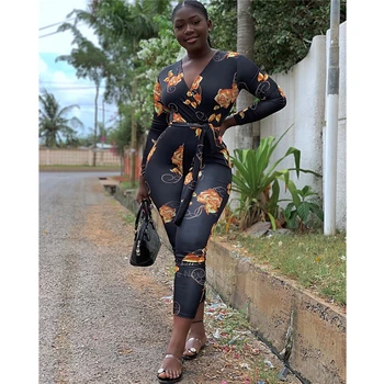 

2020 New Full Sleeve Ladies African Clothes Dashiki Print Jumpsuit Ankara Style Trousers Fashion African Dresses for Women Pants