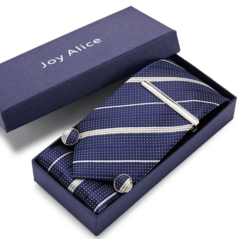  Classic Fashion Men Male Tie Men's Neckties Wedding Party Man Tie Handkerchief Pin Cufflinks Gift B