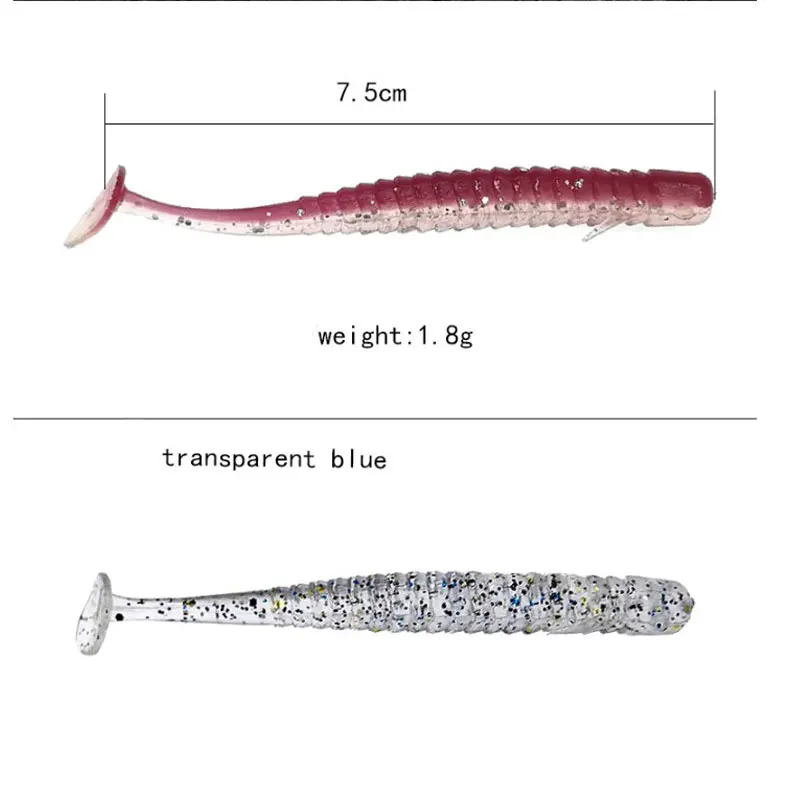 40 шт. 7,5 см 2 г весло хвост Мягкая рыболовная приманка поддельные искусственные приманки Мягкие пластиковые Силиконовые приманка