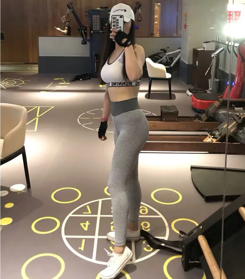 Seamless Fitness Women Leggings Fashion Patchwork Print High Waist Elastic Push Up Ankle Length Polyester Leggings