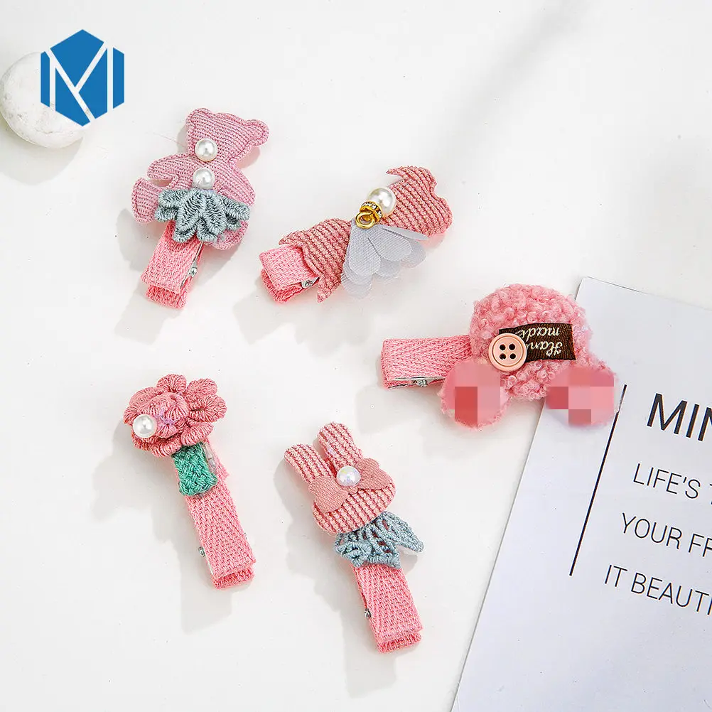 M MISM 5 шт./компл. заколки для волос для детей карамельный цвет ткань цветок корейский стиль заколки для волос аксессуары для волос - Цвет: B