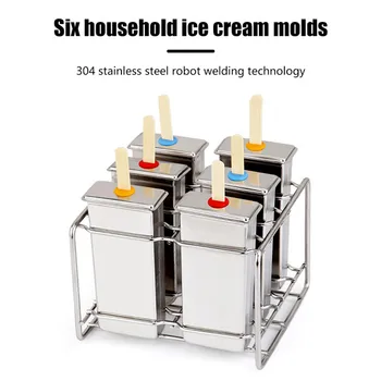 

6PCS Stainless Steel Popsicle Mold Rack Ice Lolly Mold Frozen Lolly Popsicle Maker Homemade Ice Cream Mold with Popsicle Holder